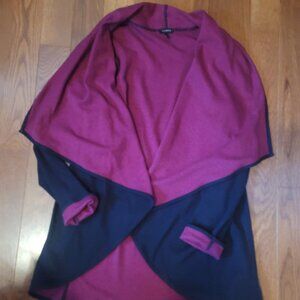 Talbots navy and dark pink shawl collar type jacket